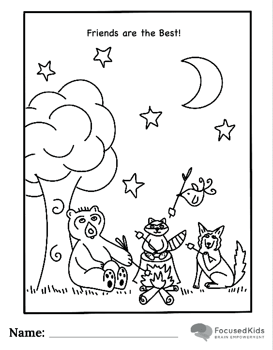FocusedKids Coloring Page Download: Campfire Animals